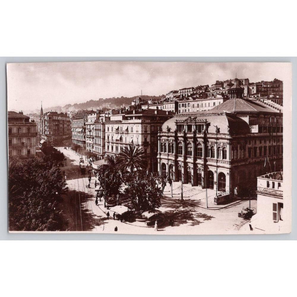 Bresson Square Municipal Theater Algiers Algeria  French Colonial‎ c1930s RPPC